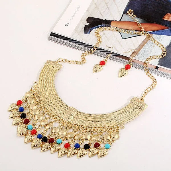 Fashion Bohemian Tassel Power Necklace Long Colar Choker Necklace Vintage Gypsy Ethnic Maxi Women necklace Fine Jewelry