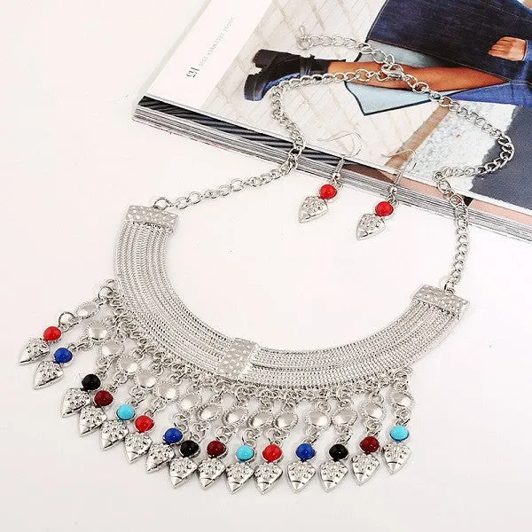 Fashion Bohemian Tassel Power Necklace Long Colar Choker Necklace Vintage Gypsy Ethnic Maxi Women necklace Fine Jewelry