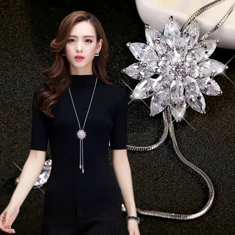 Fashion Elegant Simulated Pearl Choker Necklaces For Women Silver Color Chain Long Necklace Pendant Jewelry Accessories