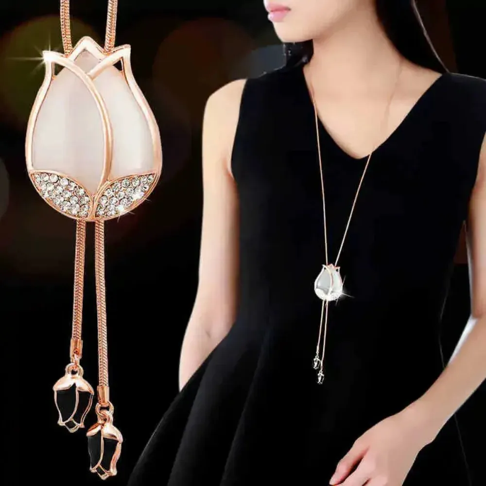 Fashion Elegant Simulated Pearl Choker Necklaces For Women Silver Color Chain Long Necklace Pendant Jewelry Accessories