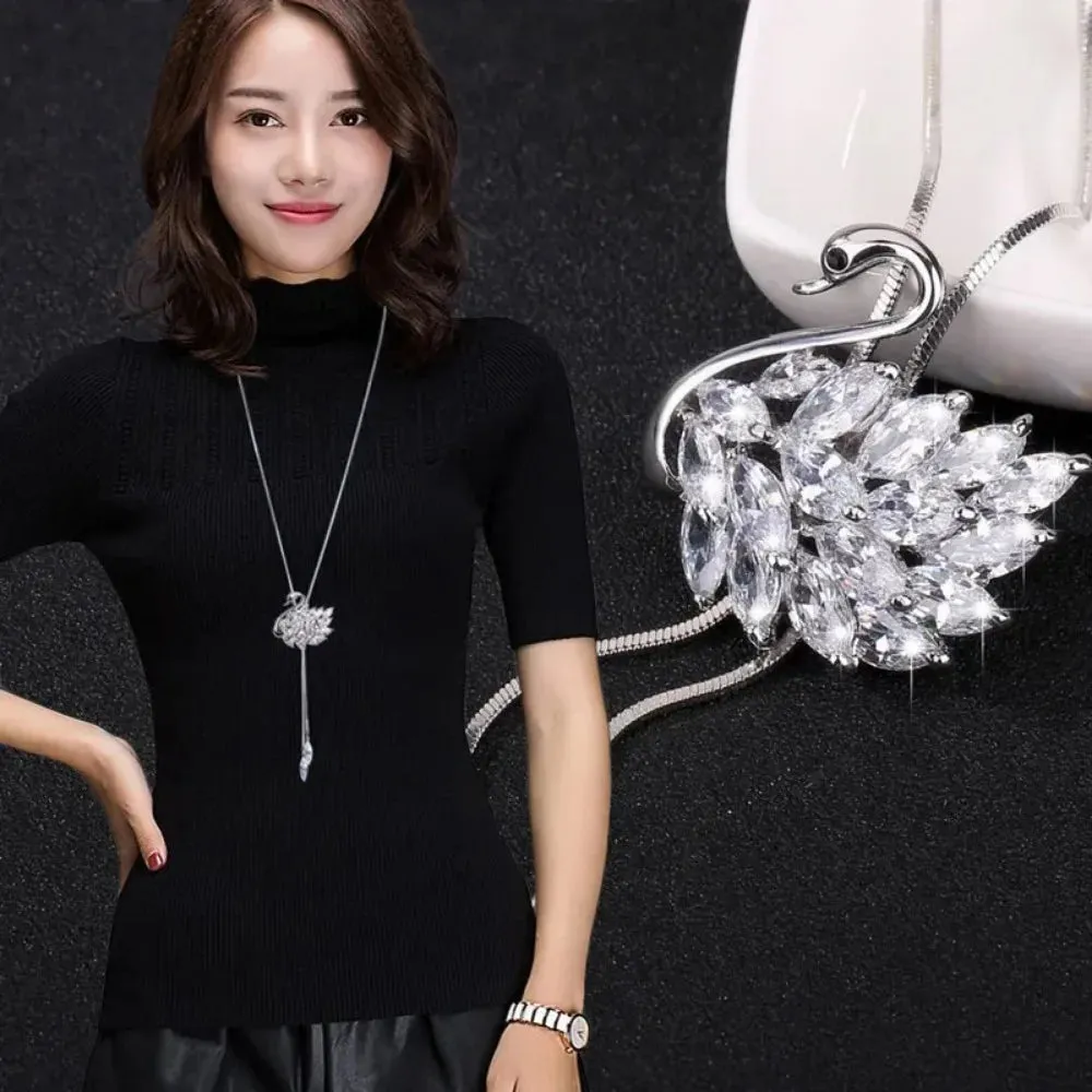 Fashion Elegant Simulated Pearl Choker Necklaces For Women Silver Color Chain Long Necklace Pendant Jewelry Accessories
