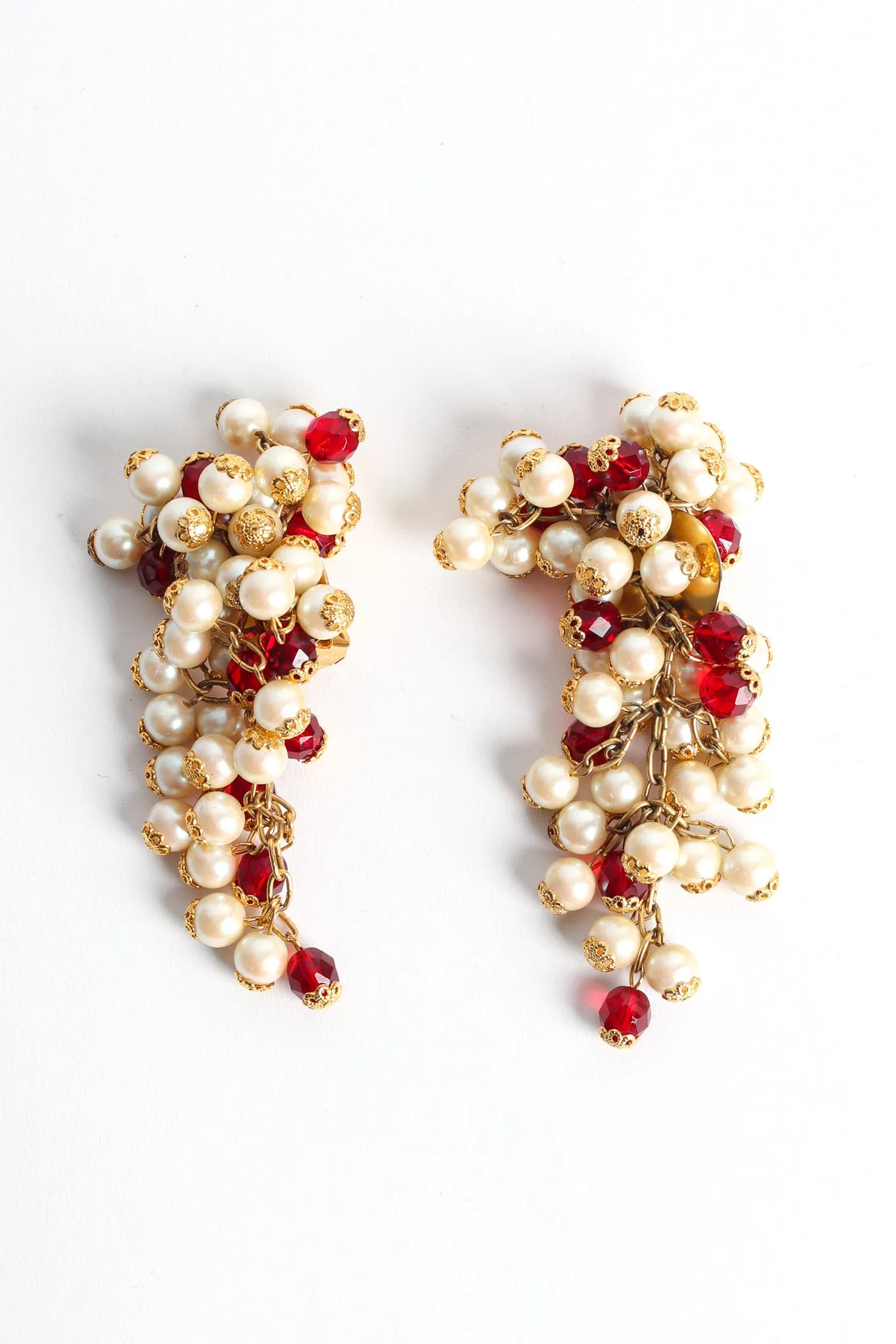 Filigree Pearl & Crystal Cluster Earrings