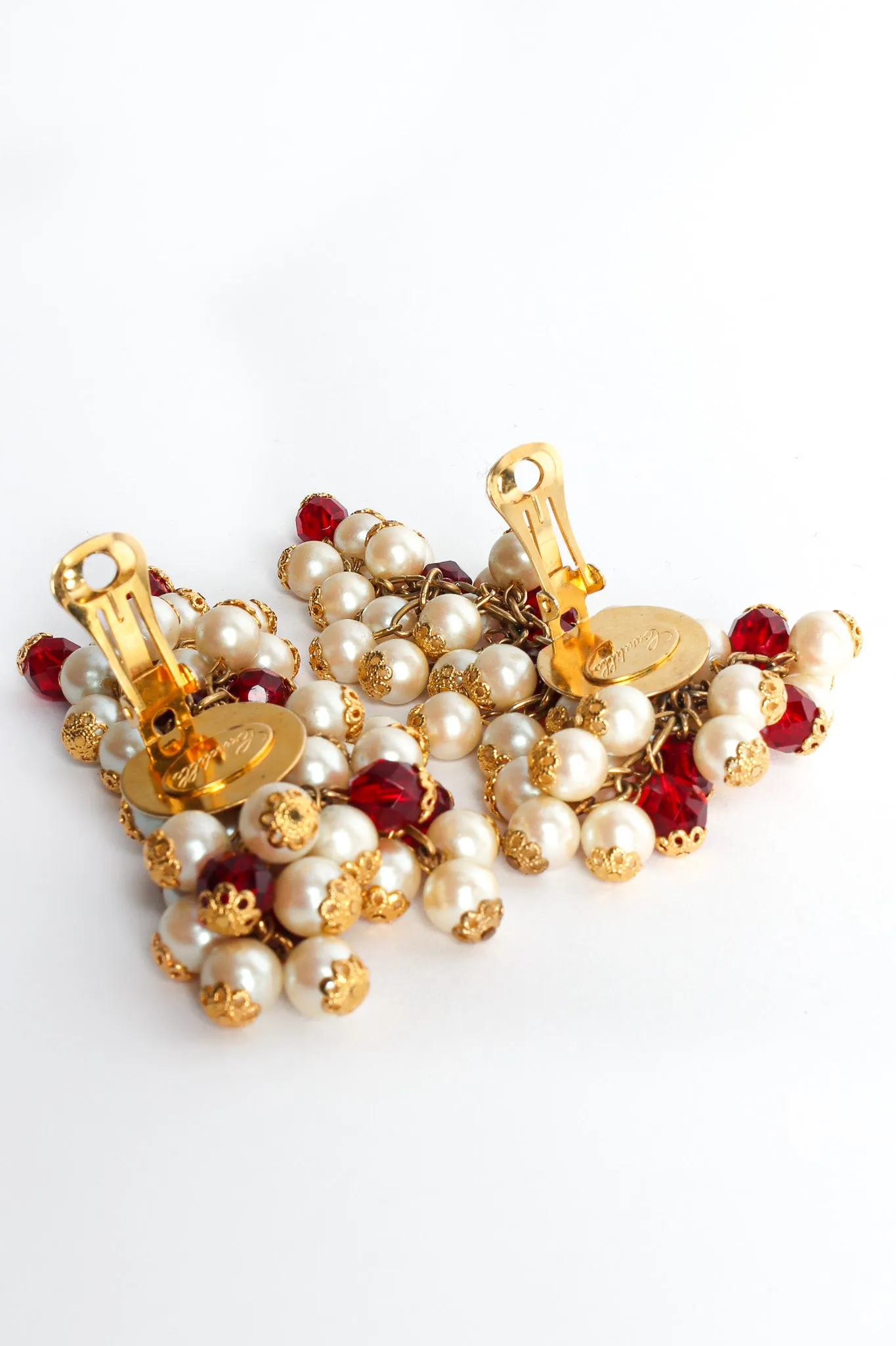Filigree Pearl & Crystal Cluster Earrings