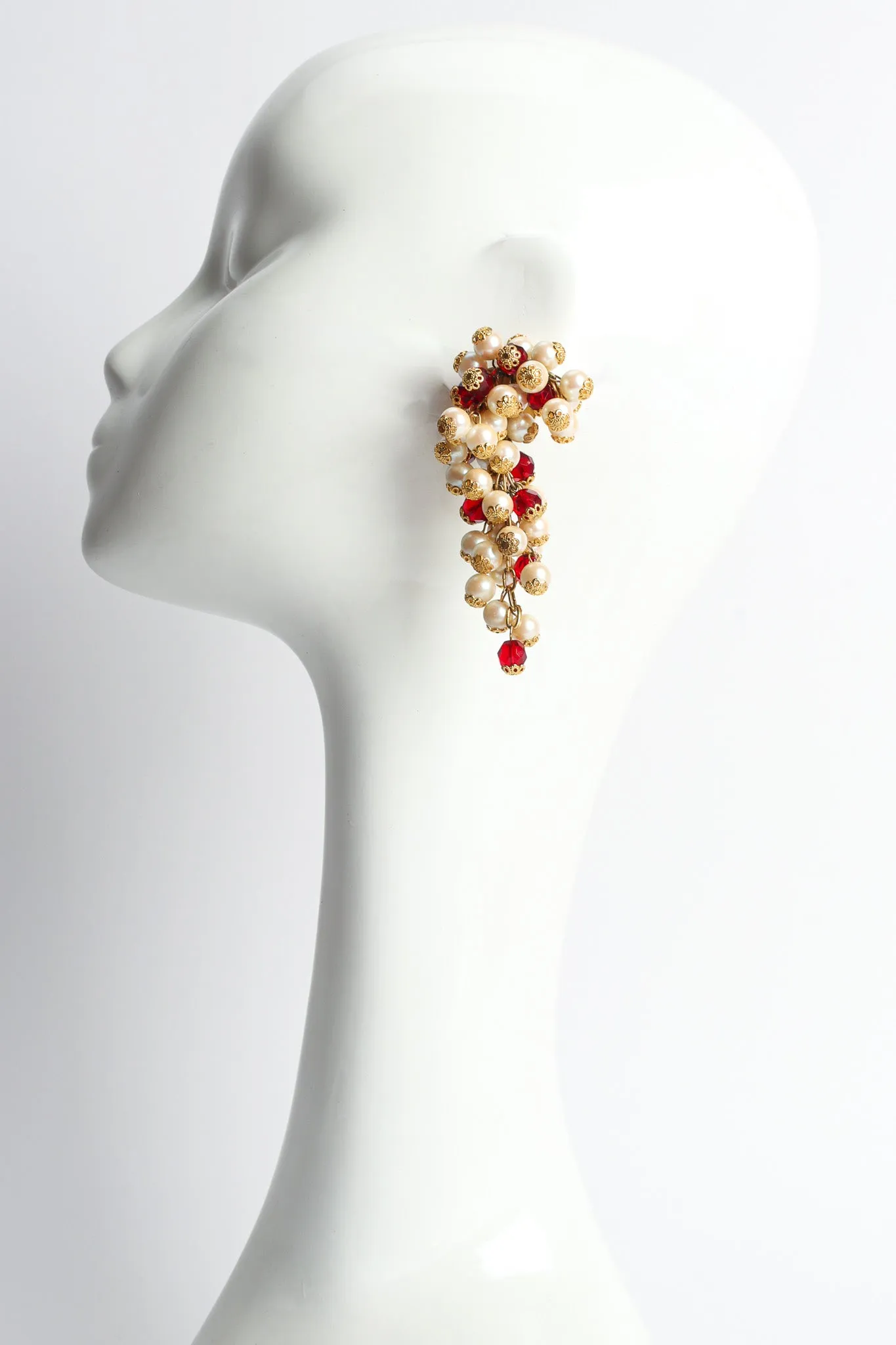 Filigree Pearl & Crystal Cluster Earrings
