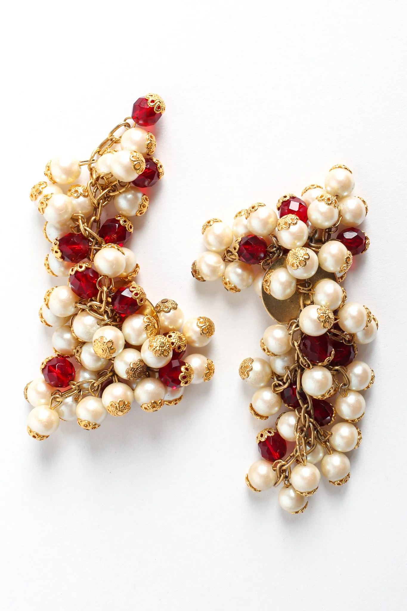Filigree Pearl & Crystal Cluster Earrings