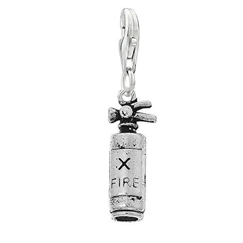Fire Extinguisher Fire Clip on Pendant Charm for Bracelet or Necklace