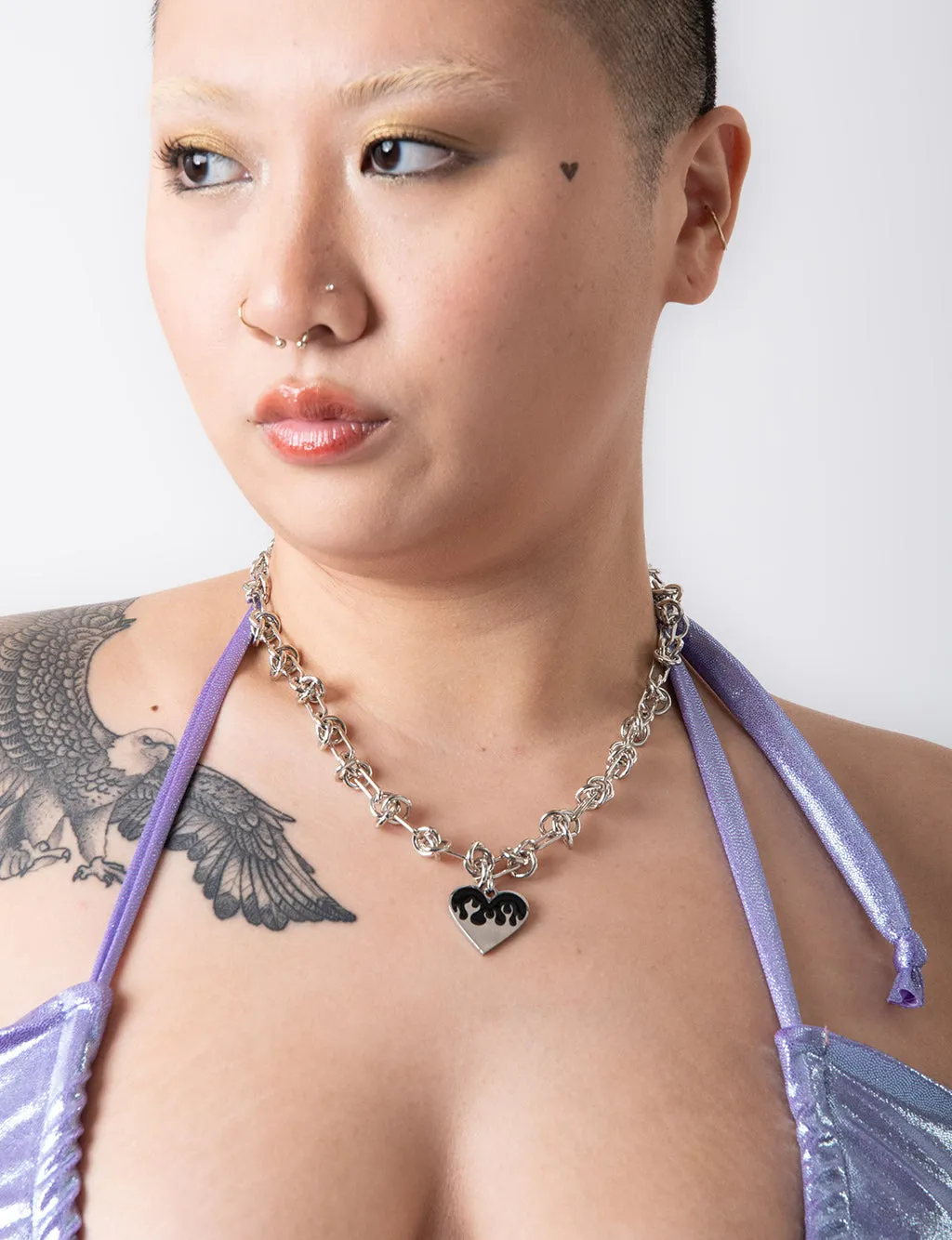 FLAMING HEART CHAIN NECKLACE
