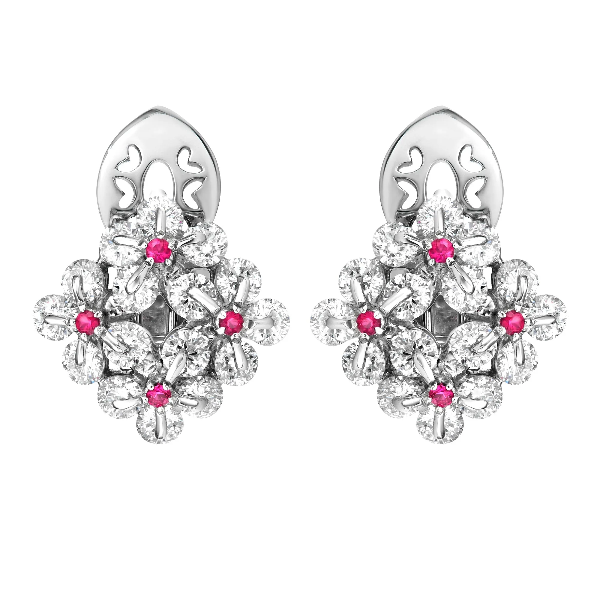 Flores Ruby and Diamond Flower Earrings