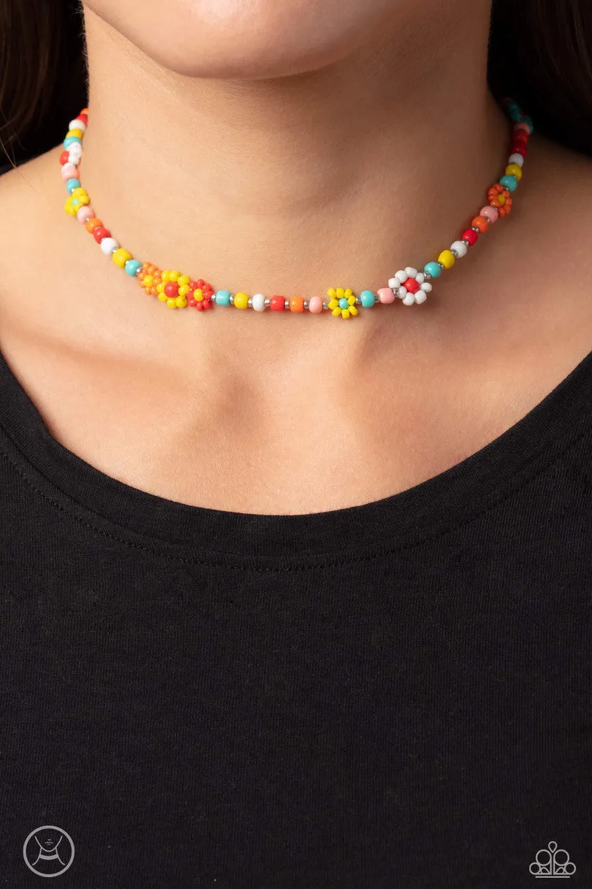 Flower Child Flair - Multi - Seed Bead Colorful Paparazzi Choker Necklace