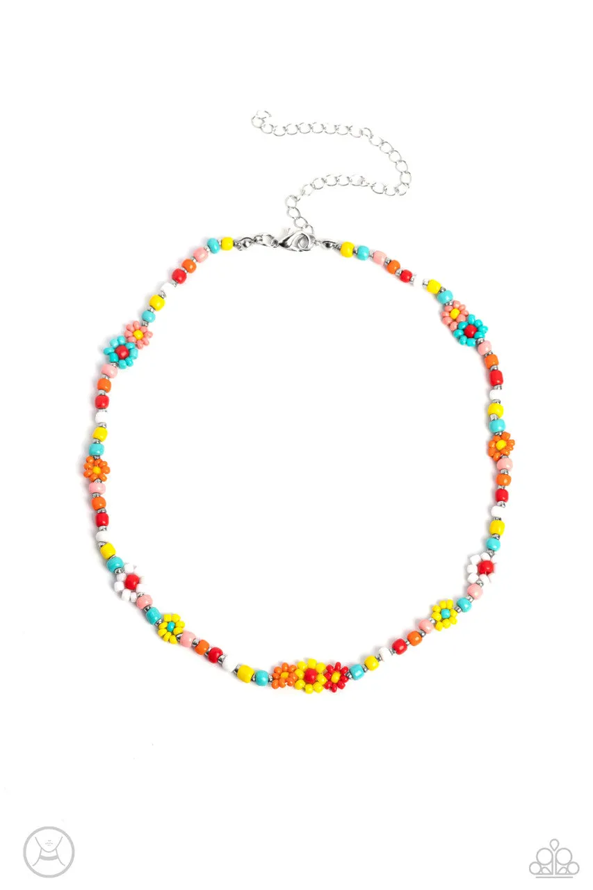 Flower Child Flair - Multi - Seed Bead Colorful Paparazzi Choker Necklace