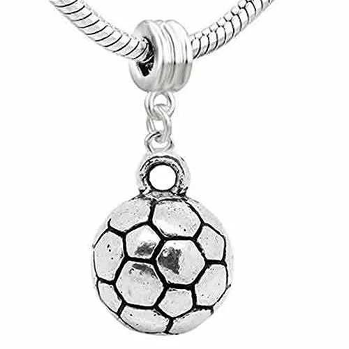 Football Charm Dangle European Bead Compatible for Most European Snake Chain Bracelet