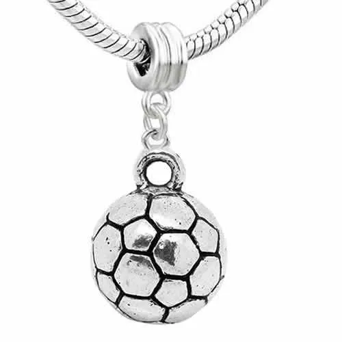 Football Charm Dangle European Bead Compatible for Most European Snake Chain Bracelet