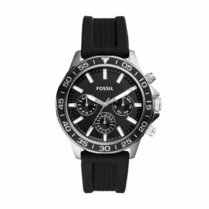 Fossil Bannon Multifunction Black Silicone Strap Black Dial Chronograph Quartz Watch for Gents - BQ2494