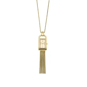 Fossil Harwell Ladies Three-Hand Gold-Tone Stainless Steel Watch Necklace