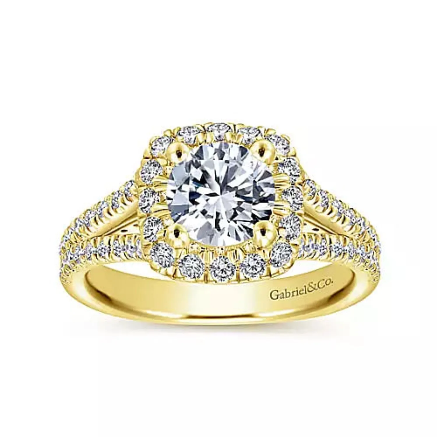 Gabriel & Co. "Perennial" Cushion Halo Diamond Engagement Ring