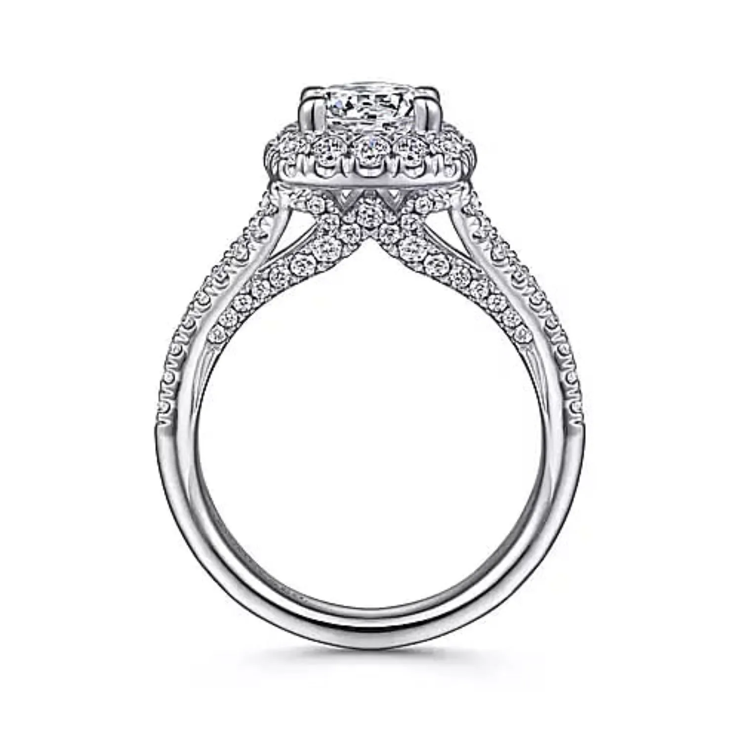 Gabriel & Co. "Perennial" Cushion Halo Diamond Engagement Ring