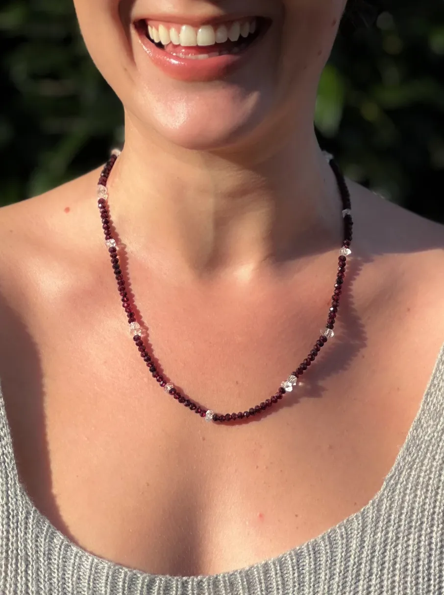 Garnet and Herkimer Diamond Necklace