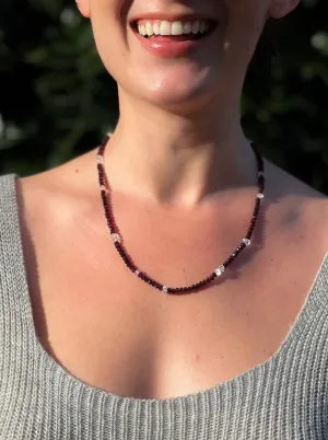 Garnet and Herkimer Diamond Necklace