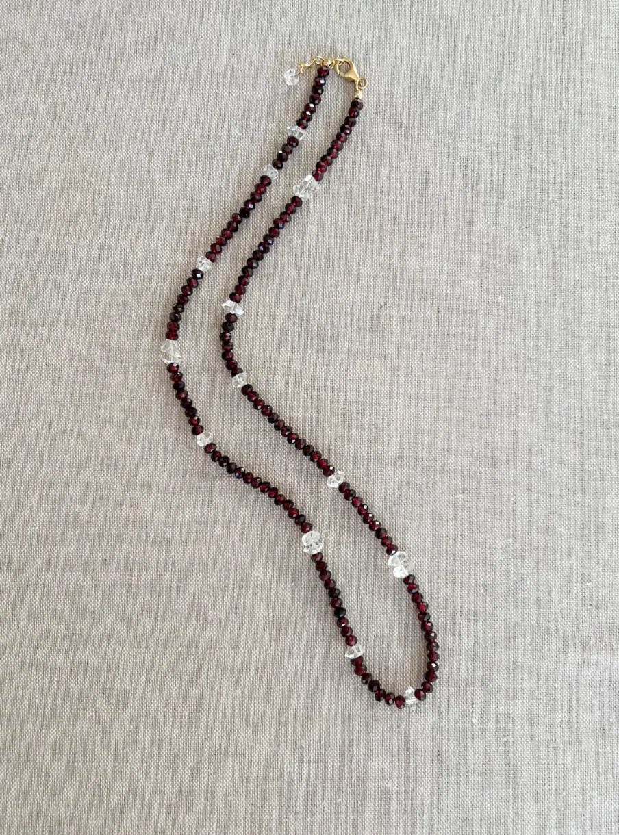 Garnet and Herkimer Diamond Necklace