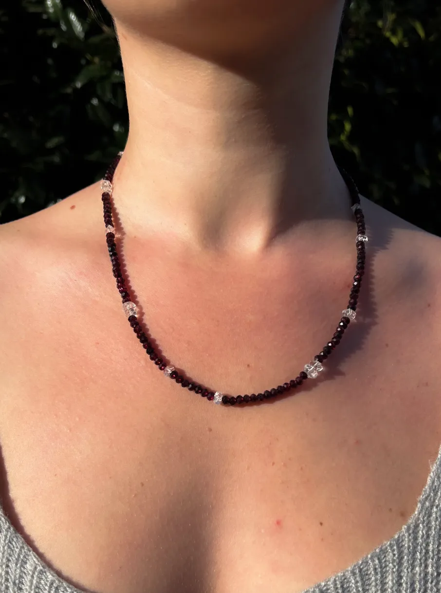 Garnet and Herkimer Diamond Necklace