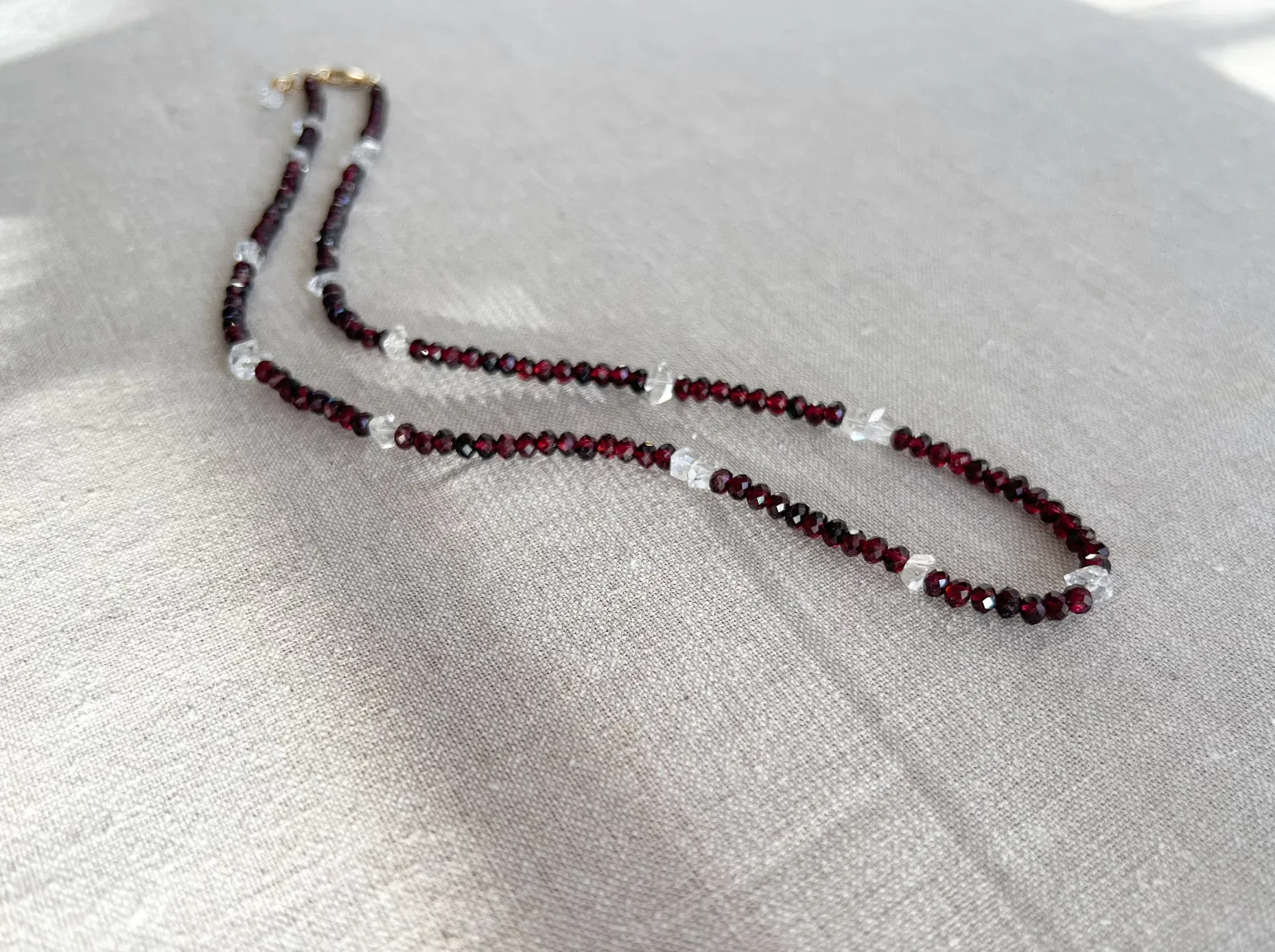 Garnet and Herkimer Diamond Necklace