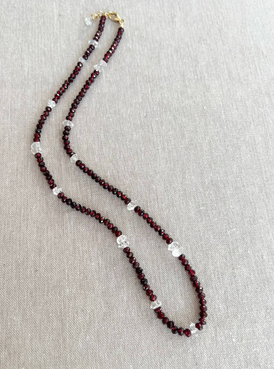Garnet and Herkimer Diamond Necklace