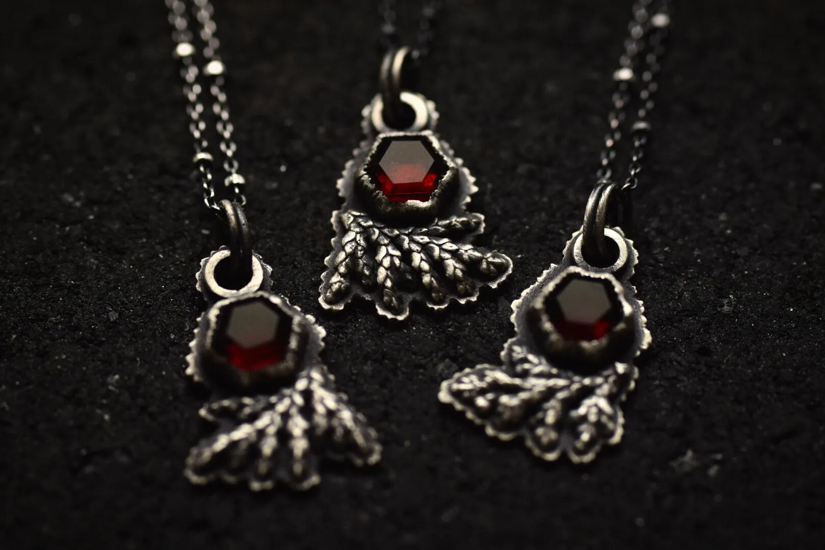 Garnet Hex Fern Necklace