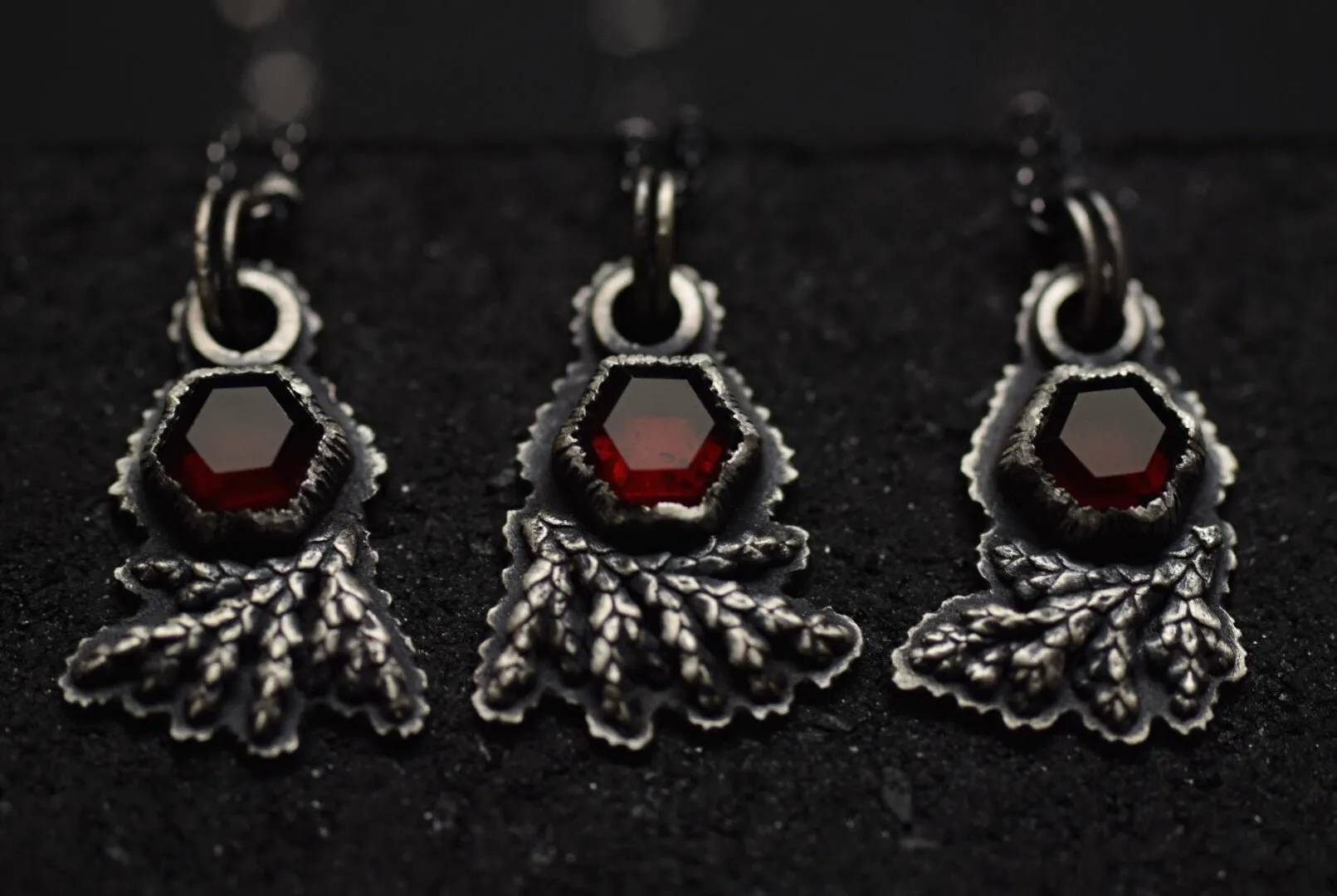 Garnet Hex Fern Necklace