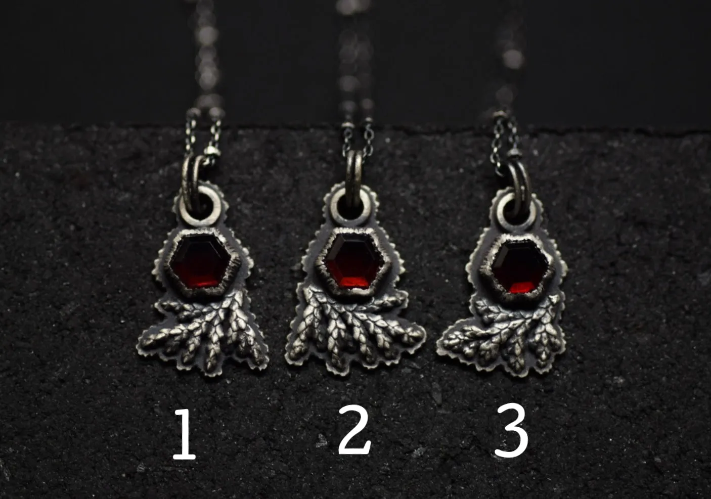Garnet Hex Fern Necklace
