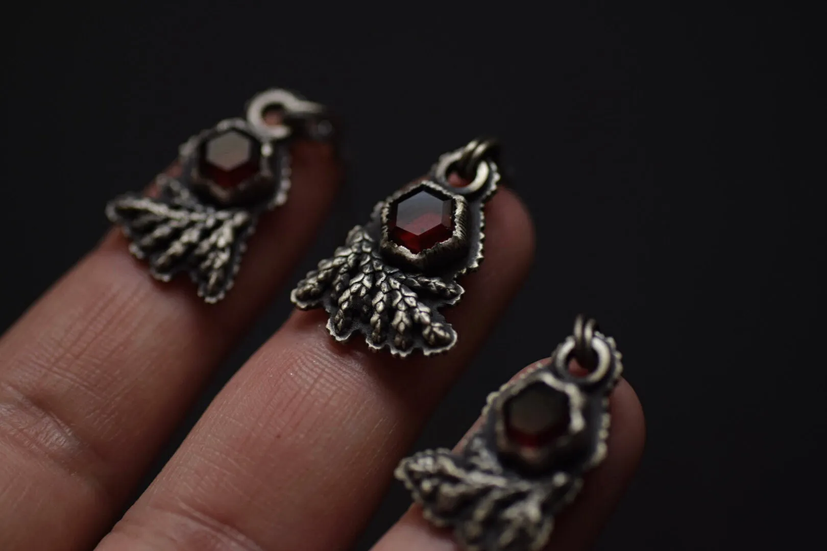 Garnet Hex Fern Necklace