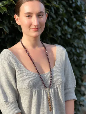 Garnet Necklace with Tassel Accent