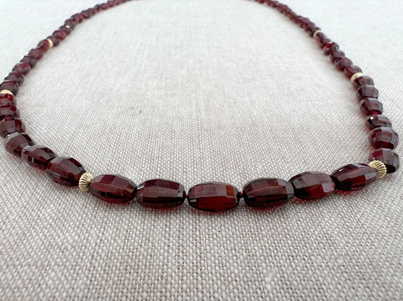 Garnet Ovals Necklace with Gold Accents