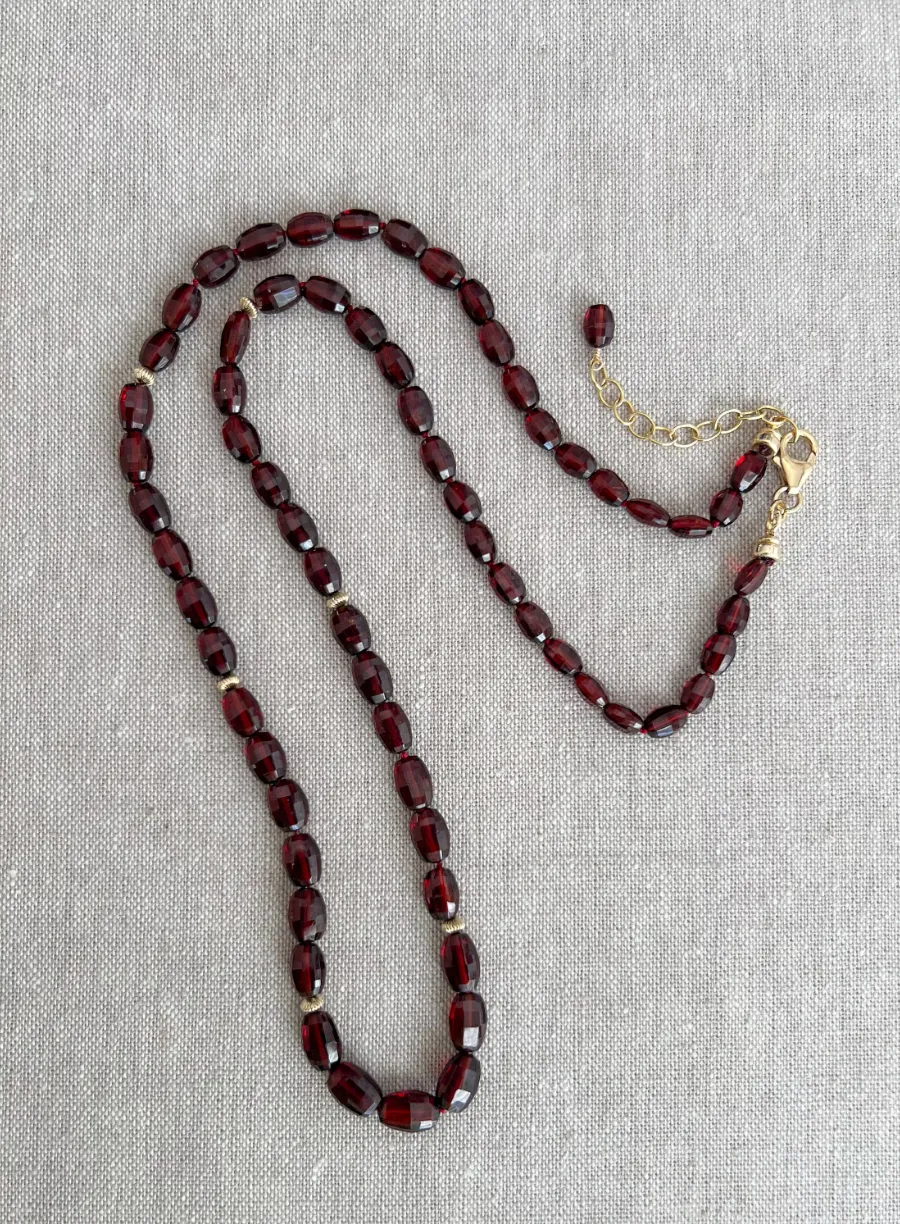 Garnet Ovals Necklace with Gold Accents
