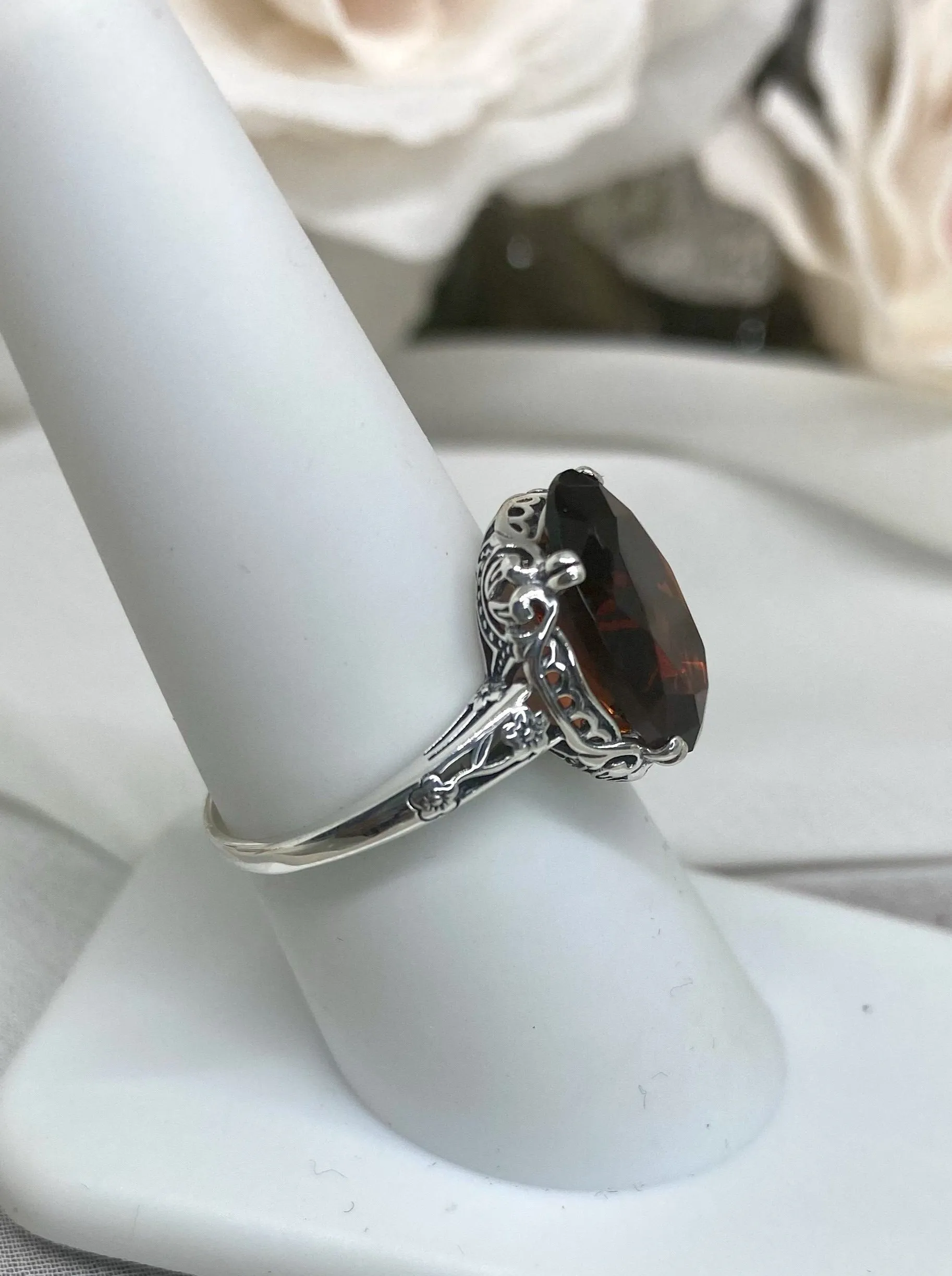 Garnet Ring, Simulated or Natural Garnet, Edwardian Jewelry #D70