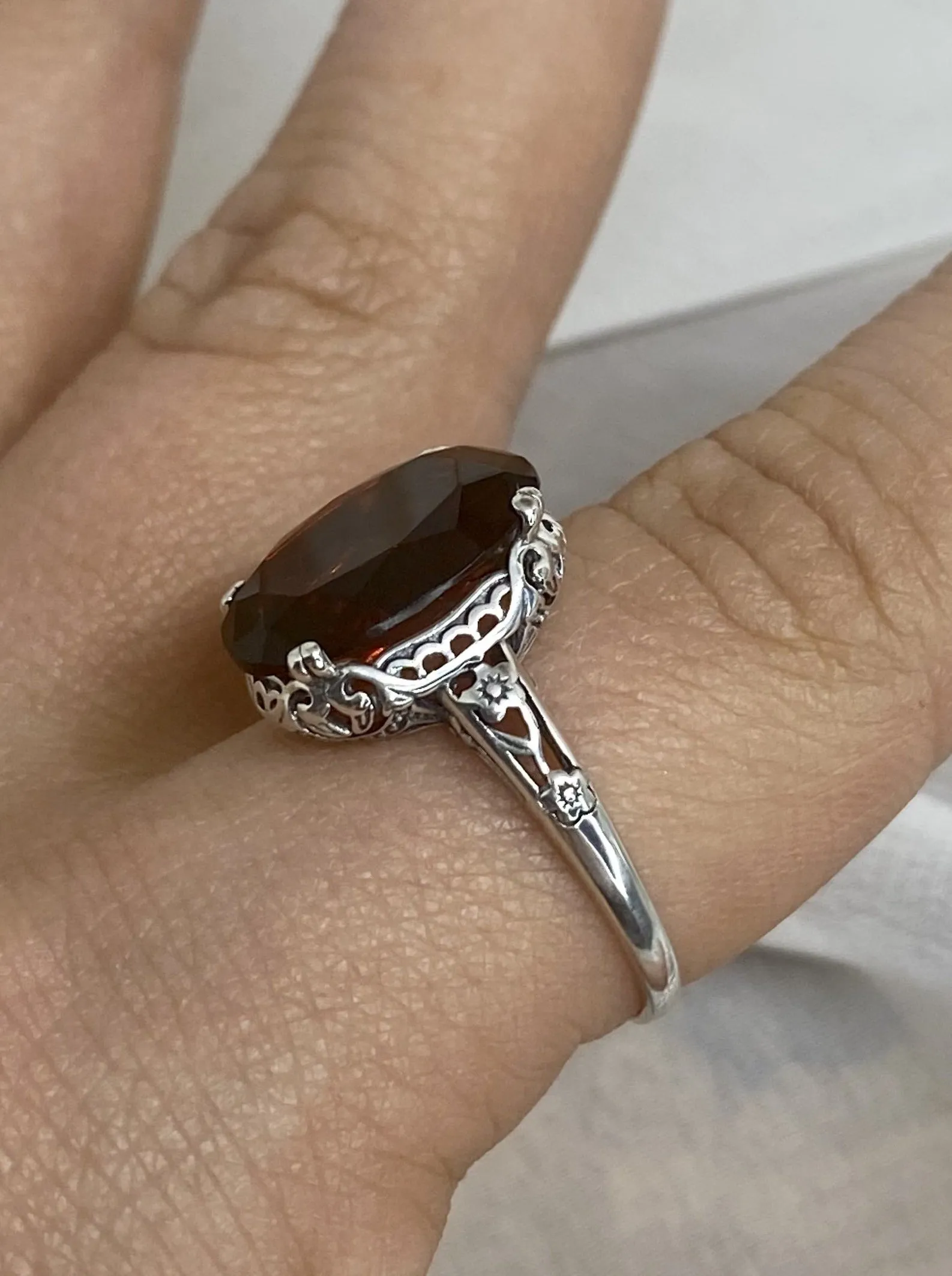 Garnet Ring, Simulated or Natural Garnet, Edwardian Jewelry #D70