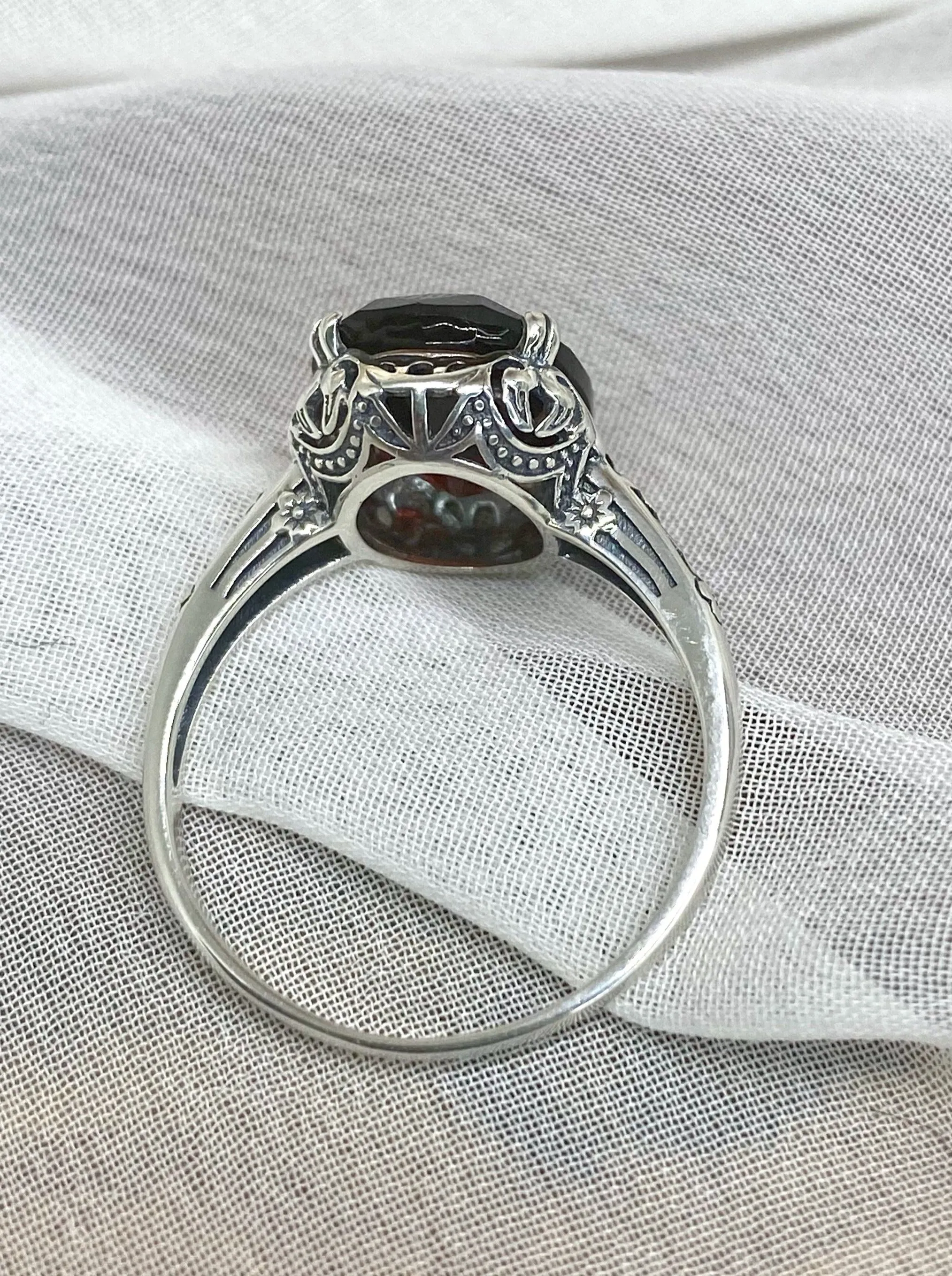 Garnet Ring, Simulated or Natural Garnet, Edwardian Jewelry #D70
