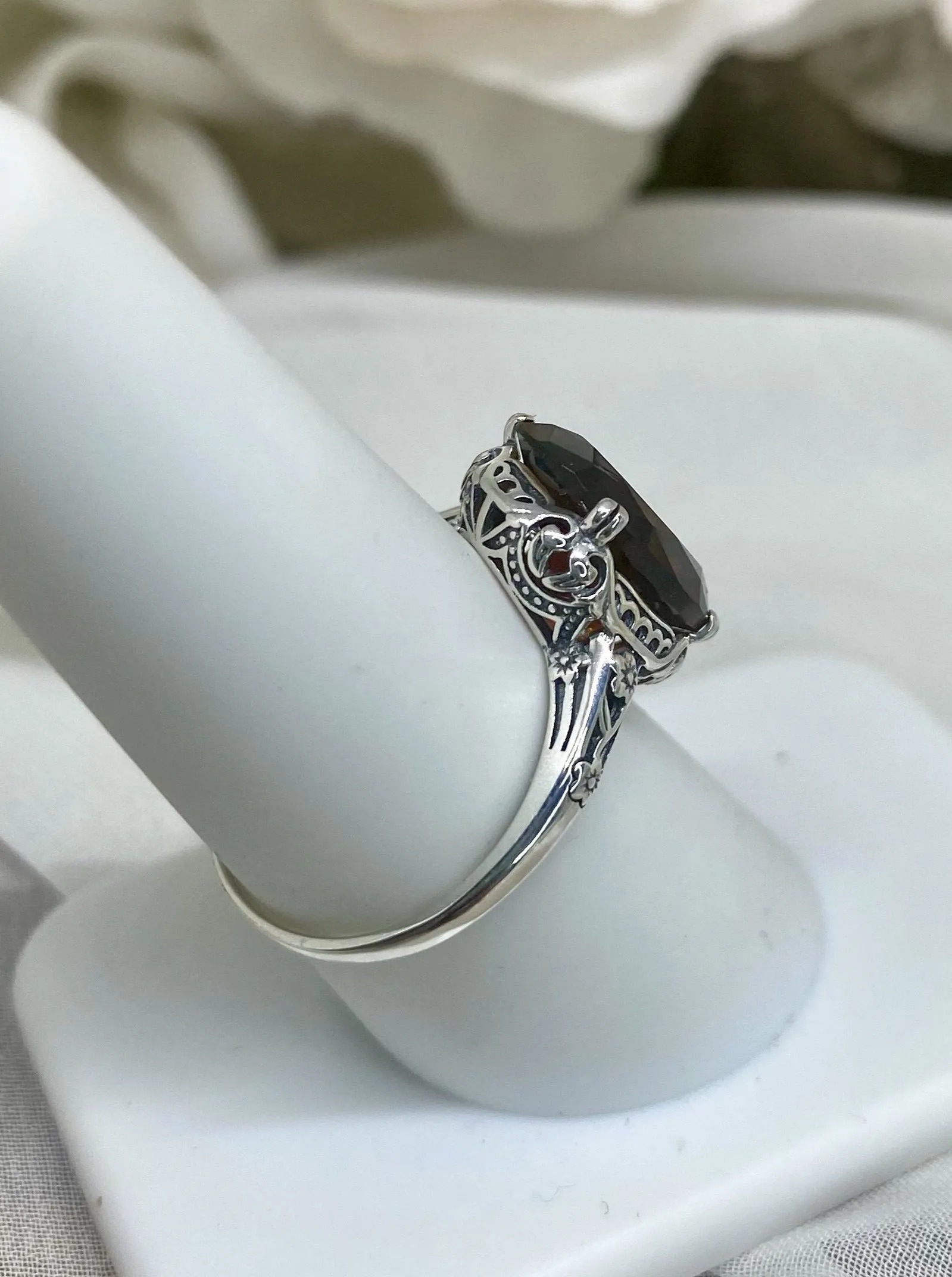 Garnet Ring, Simulated or Natural Garnet, Edwardian Jewelry #D70