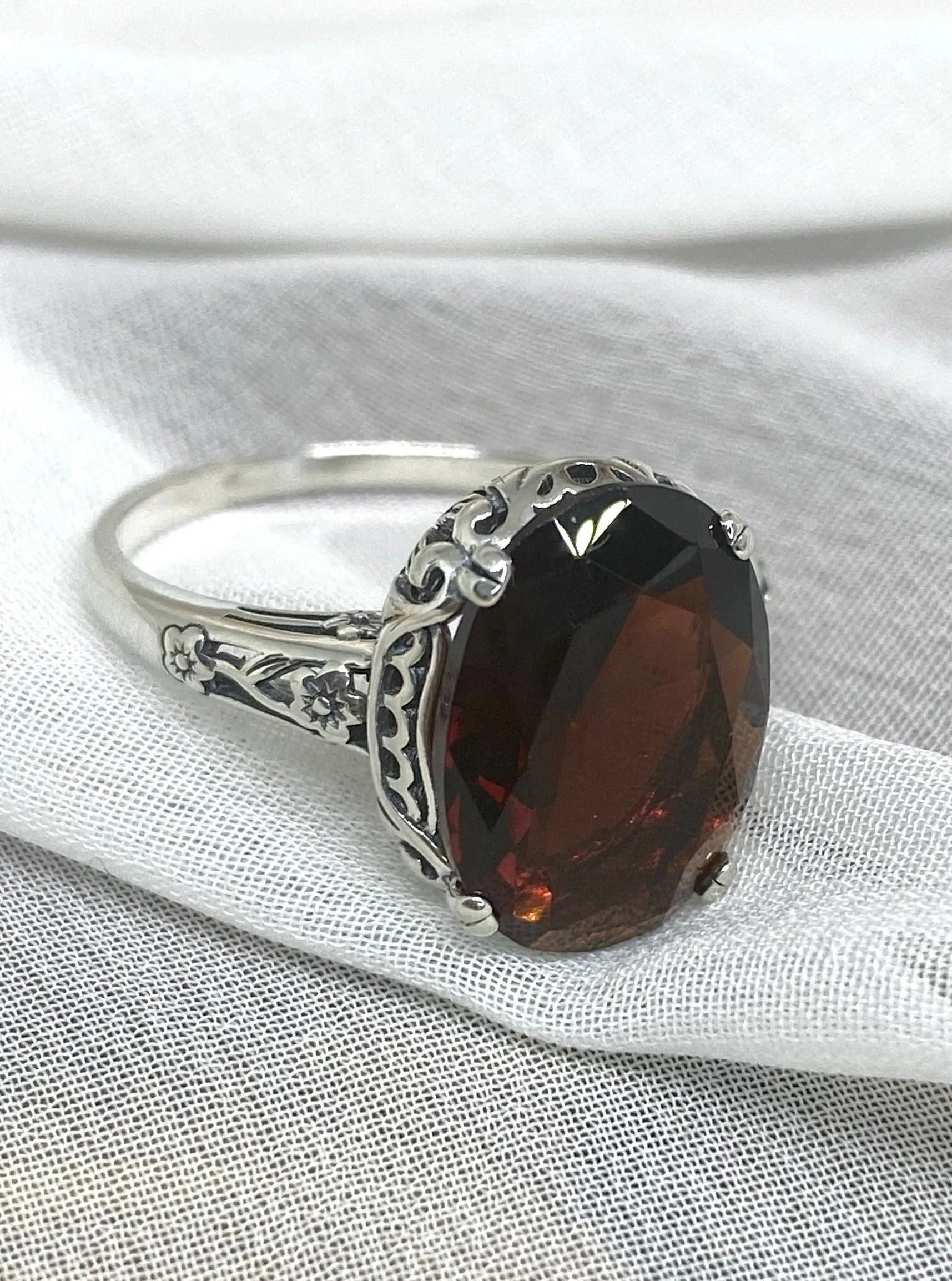 Garnet Ring, Simulated or Natural Garnet, Edwardian Jewelry #D70
