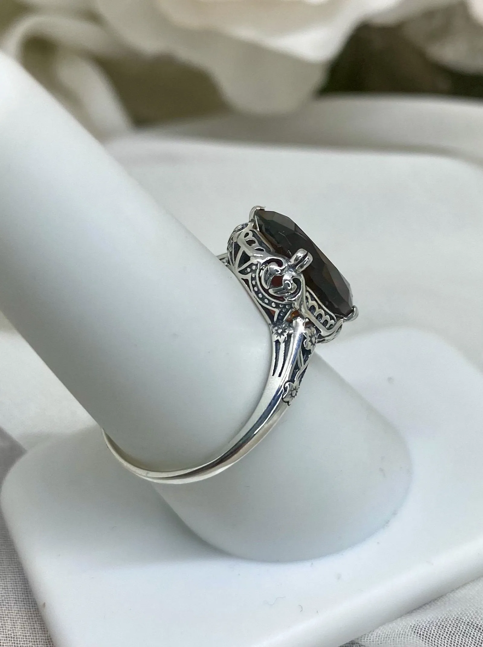 Garnet Ring, Simulated or Natural Garnet, Edwardian Jewelry #D70