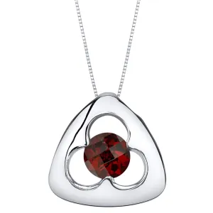 Garnet Sterling Silver Trinity Knot Pendant Necklace
