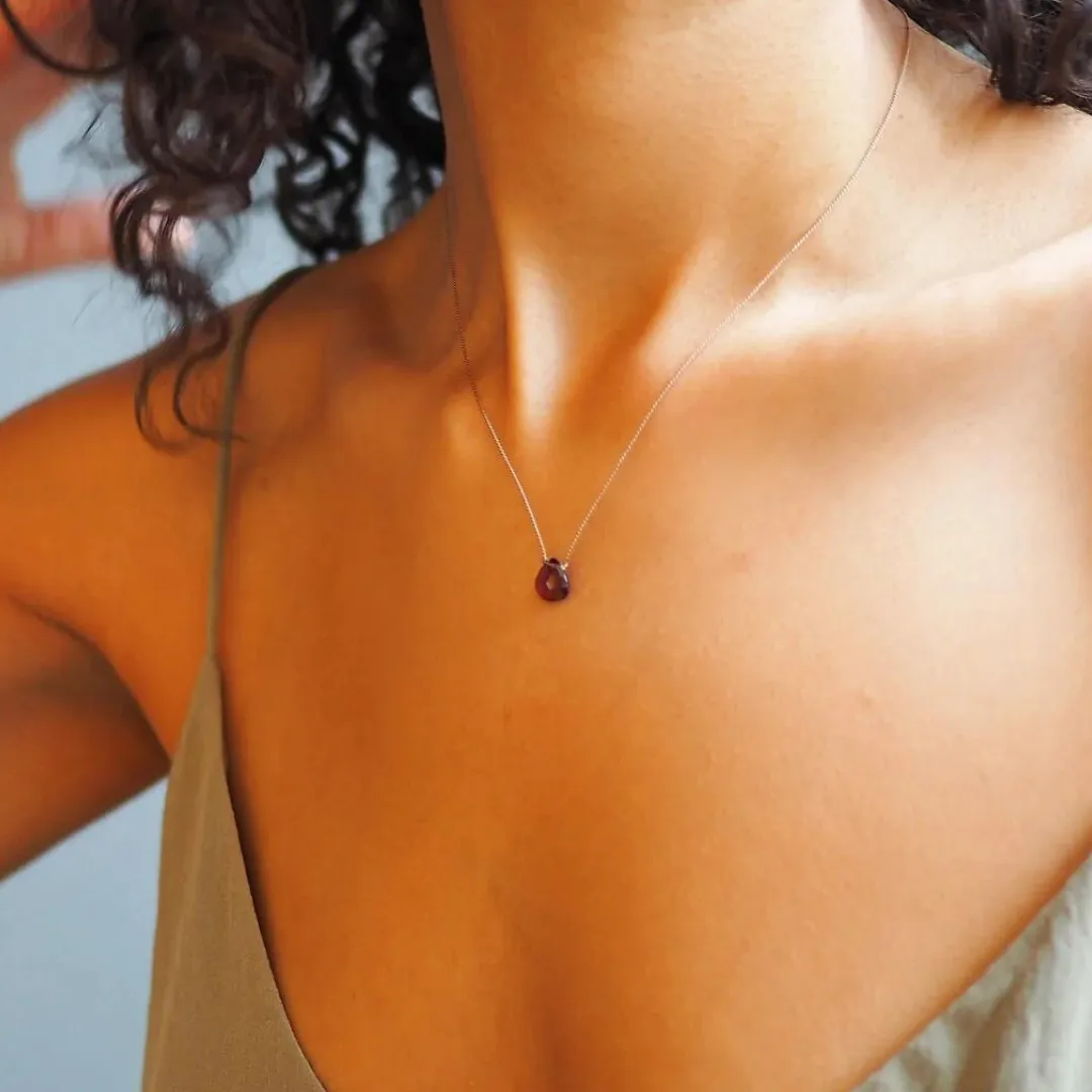 Garnet Teardrop Necklace