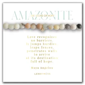 Gemstone Bracelet with Heart Charm - Amazonite
