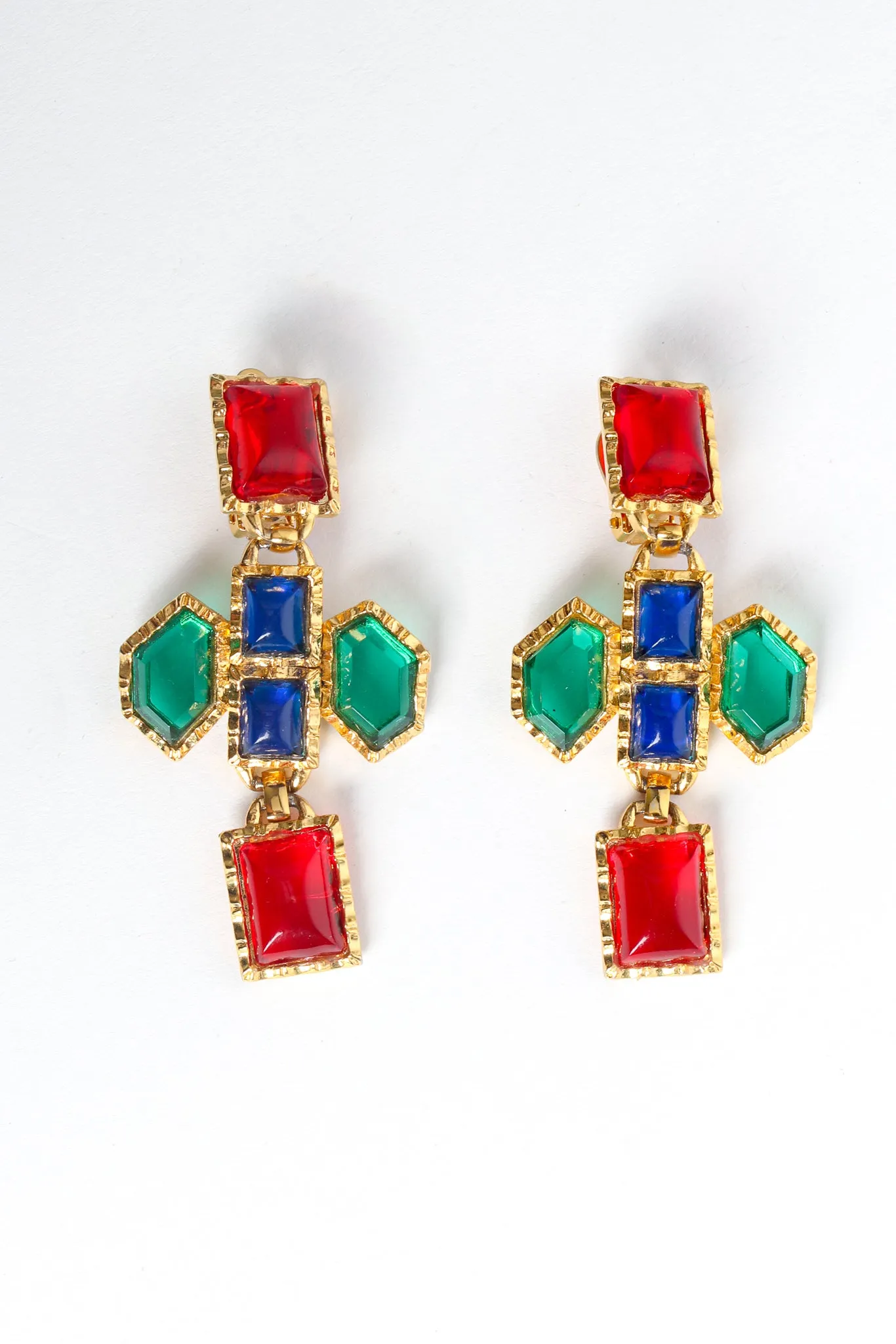 Geo Jeweled Cross Dangle Earrings