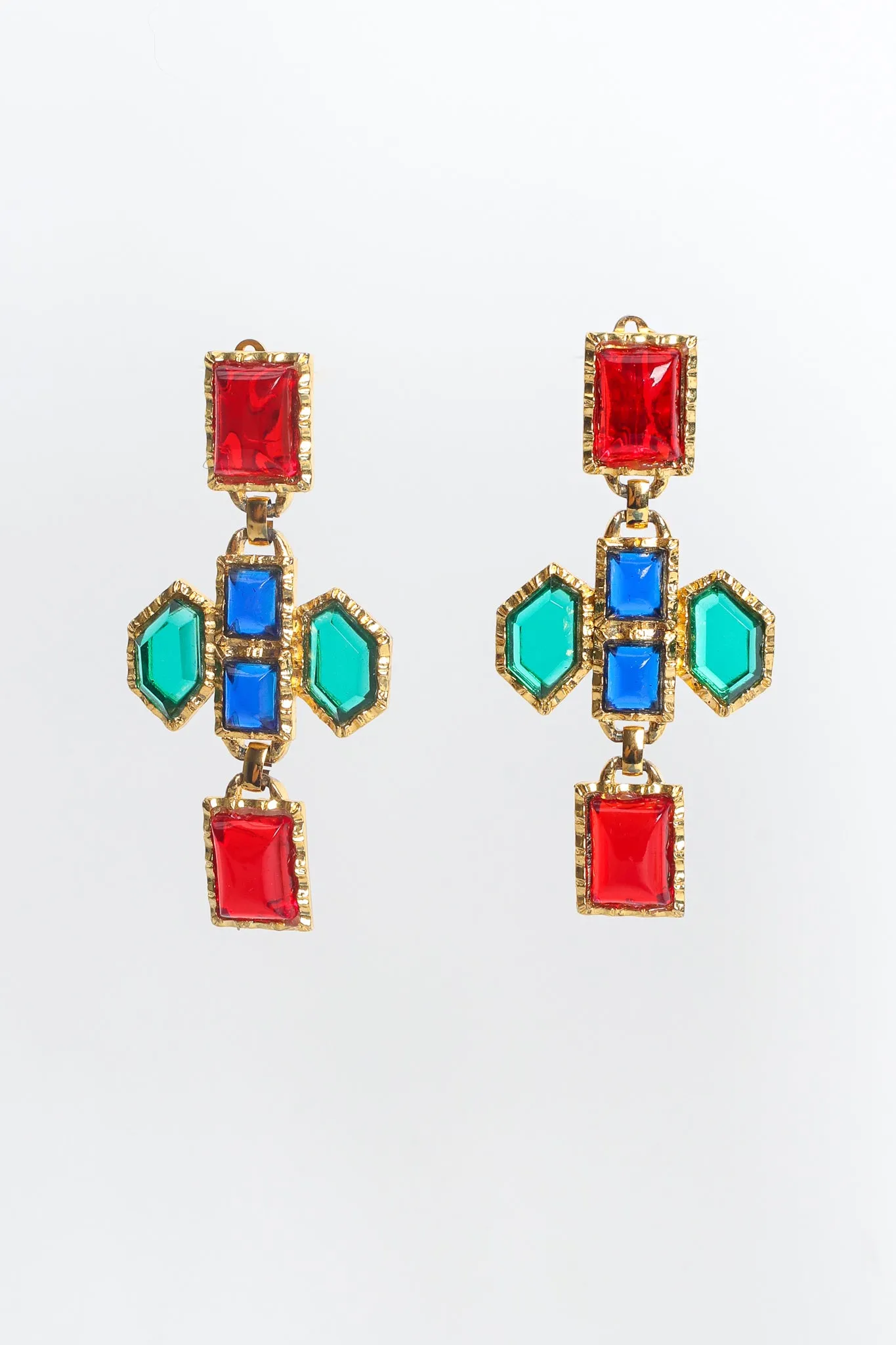 Geo Jeweled Cross Dangle Earrings