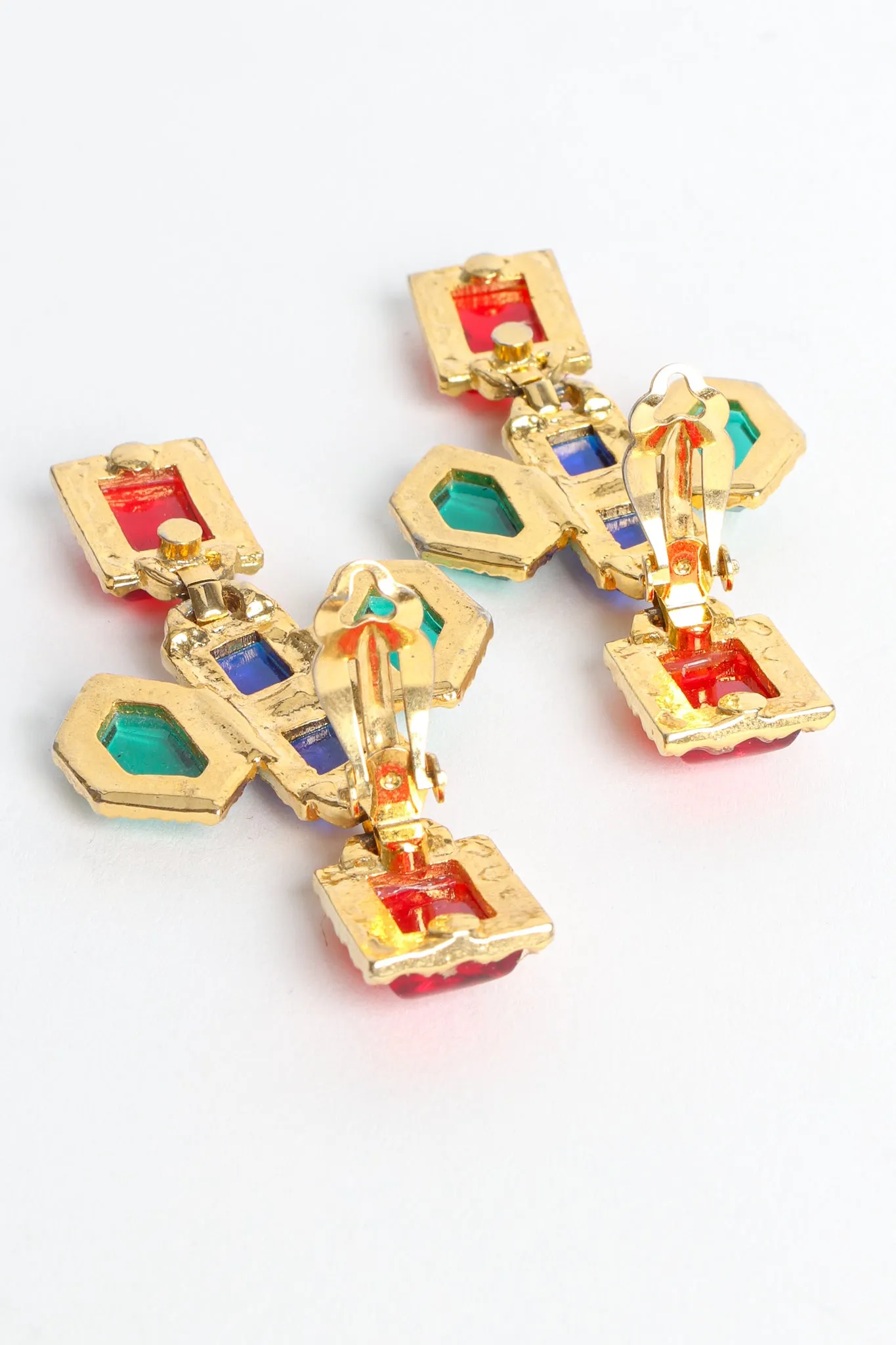 Geo Jeweled Cross Dangle Earrings