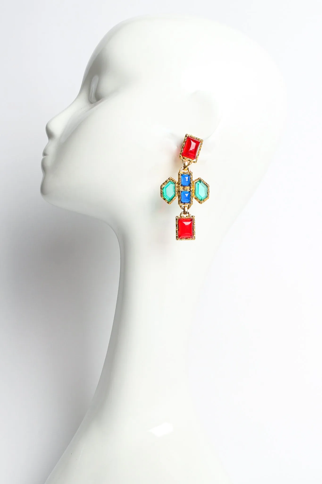 Geo Jeweled Cross Dangle Earrings