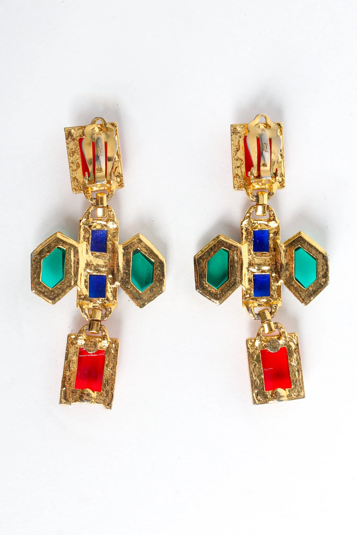 Geo Jeweled Cross Dangle Earrings