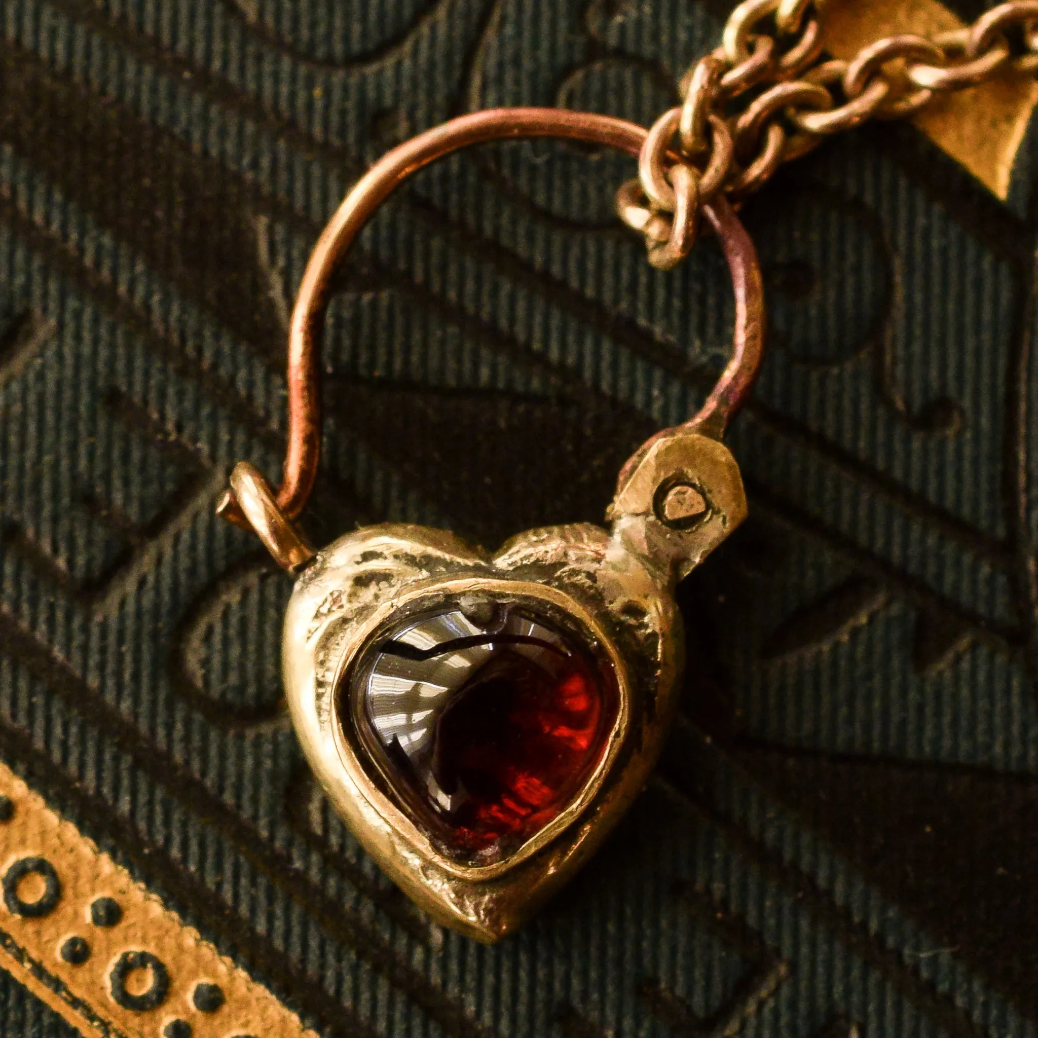 Georgian Garnet Heart Padlock