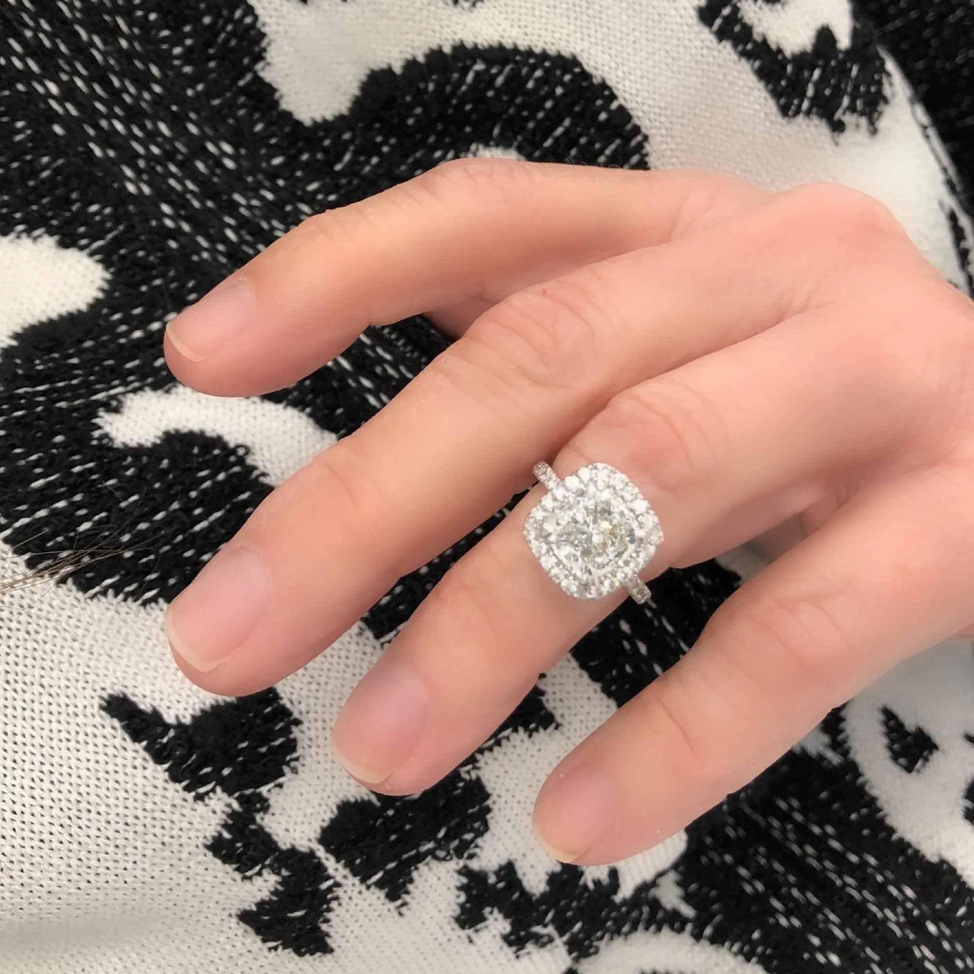 GIA Certified 3.07 Cushion Cut Solitaire Diamond Halo Ring in Platinum