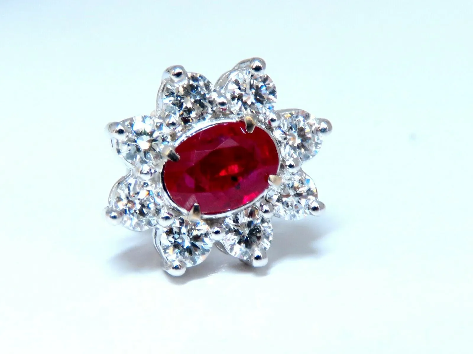 GIA Certified 3.77ct Natural Heat Ruby Diamond Cluster Earrings 14kt Unheated